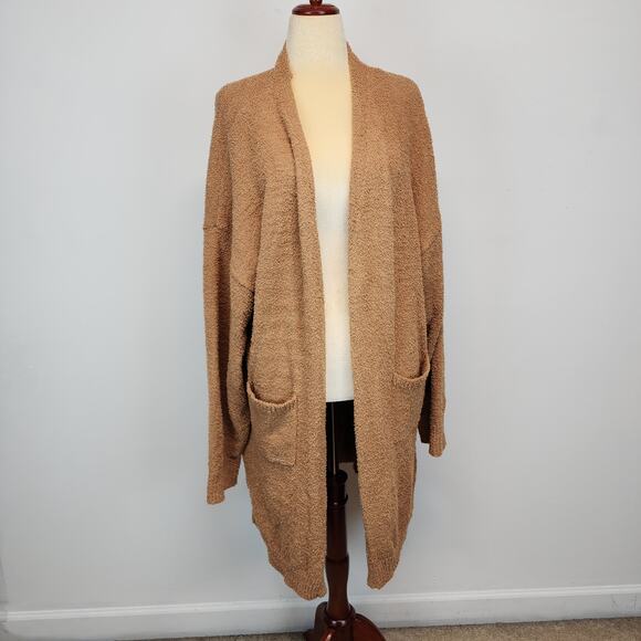 Heyson Terry Chenille Duster Cardigan Size 2X Brown Long Sleeve Soft Neutral - Picture 1 of 15